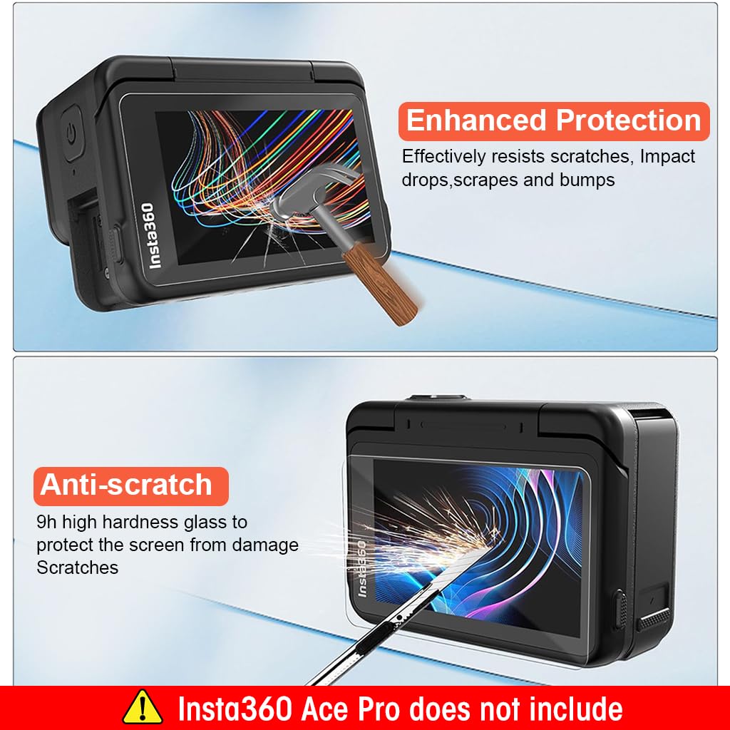 ZORBES Screen Protector for Insta360 Ace Pro, 3Pcs Tempered Glass Screen Protector & Lens Protector, 9H Hardness Ultra HD Lens Protector LCD Screen Protector for Insta360 Ace Pro, No Insta360 Ace Pro ZORBES Screen Protector for Insta360 Ace Pro, 3Pcs Tempered Glass Screen Protector & Lens Protector, 9H Hardness Ultra HD Lens Protector LCD Screen Protector for Insta360 Ace Pro, No Insta360 Ace Pro